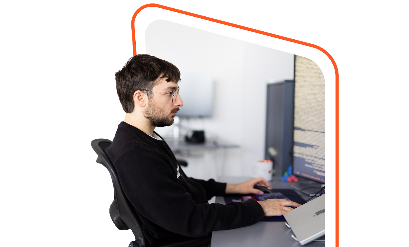 Developer coding an AI development solution